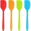 Joeji's Kitchen Set di 4 spatole in silicone per cucinare e cuocere, antiaderenti, in colori vivaci assortiti, per torte, pastella, crema, resistente al calore e sicura per alimenti, arancione, blu