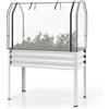 FANTASK Fioriera 3 in 1 con copertura in PE, 112 x 55 x 152 cm, aiuola rialzata con porta arrotolabile, aiuola da giardino in metallo zincato, aiuola per erbe aromatiche per giardino, balcone