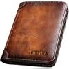 Ciephia Portafogli in vera pelle con blocco RFID, per uomo, vintage, sottile, multifunzione, con 2 finestre d'identità, regali per uomini, Marrone, Vintage