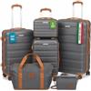 PROVITERA Set 6 Pezzi Valigie da Viaggio Family con Beauty Case Rivestimento Rigido, Trolley Bagaglio a Mano e da Stiva con Ruote Easy Roll e Borsa Espansibile, Involucro Duro, 24/55/66/75 cm