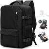 HPLQQ Zaino Sottovuoto da Viaggio con Pompa Borsa da Cabina per Easyjet Aereo Bagaglio a Mano Impermeabile Lavoro e Scuola Trekking Casual Daypack per 14 laptop,G01-Nero