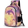 WECECE Zaini Scuola Dolphin Motif Studente 10-14 Anni Zaino Scolastico Marine Life Print Ragazze Media Cartella Scolastica Classe 7-9 Porta del Frigorifero, School Bag Viaggio