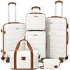 PROVITERA Set 6 Pezzi Valigie da Viaggio Family con Beauty Case Rivestimento Rigido, Trolley Bagaglio a Mano e da Stiva con Ruote Easy Roll e Borsa Espansibile, Involucro Duro, 24/55/66/75 cm