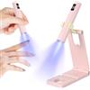 CIMOYBAI Mini lampada UV per unghie in gel, lampada UV per unghie con supporto, ricaricabile, piccola lampada UV portatile, 2 modalità timer, asciuga unghie per smalto gel (rosa)
