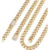 Bandmax Collana Uomo a Catena Cubana in Acciaio Inossidabile con Chiusura in Zirconia, Collana Uomo Placcato in Argento/Oro/Nero con Catena Larghezza 6/9/12 mm, Gioielli Stile Hip-Hop Punk Unisex