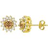 PAKORIO Orecchini a lobo fiore moissanite eleganti donna, 1ct VVS1, Argento 925 placcato oro, ipoallergenici, anti-ossidazione, regalo