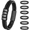 Yecaiyoger Bracciale In Pelle Personalizzato Con Nome Per Uomo, Bracciale In Pelle Custom Inciso Con 1 Fino A 6 Nomi, Per Natale San Valentino Festa Del Papà Anniversario Adatto Per Fidanzato E Nonno (Nero 1)