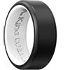 King Will Anelli in silicone per uomini e donne, fedi nuziali in gomma, motivo unico, larghezza 8 mm, spessore 2,2 mm, anello comodo, nero e bianco, N 1/2(54.43mm), Silicone, Nessuna pietra preziosa