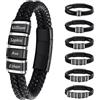 Yecaiyoger Bracciale In Pelle Personalizzato Con Nome Per Uomo, Bracciale In Pelle Custom Inciso Con 1 Fino A 6 Nomi, Per Natale San Valentino Festa Del Papà Anniversario Adatto Per Fidanzato E Nonno (Nero 2)