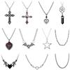 DALLZOMA 9-11 Pezzi Collana Gotica per Donne Ragazze Collana Cuore Croce Il Malocchio Farfalla Goth Collana Pendente Collane Goth Argento