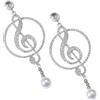 DEARMAMY Orecchini Donna Leggeri e Facili da Indossare Strass Scintillanti a Tema Musicale a Goccia Nota Musicale, Argento 925 per Amanti della Musica
