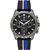 Ben Sherman Orologio da uomo Ben Sherman Liverpool Cronografo Quadrante nero goffrato Cinturino in silicone nero Cassa color canna di fucile