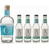 FREELY Set Gin Tonic Analcolico Mediterraneo, G-Dry, 4 Mediterranean Tonic | Pack Aperitivo Premium Gin Tonic Analcolici con G-Dry Gin 0% 700 ml e 4 Acqua Tonica Mediterranean Zero Zucchero da 200 ml