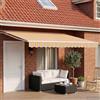 Kaloriko Cornice per Tenda Manuale con LED 4,5 × 3 m per Giardini e Terrazze Ombreggiante Estensibile con Telecomando, Materiale Resistente, Luce Calda, Design Semi-cassettato