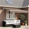 Kaloriko Cornice per Tenda Manuale con LED Tortora 3,5 x 2 m per Esterno, Paravento Ombreggiante Retrattile con Telaio in Alluminio Resistenti ai Raggi UV, Ideale per Giardini, Terrazze e Patio