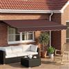 Kaloriko Cornice per Tenda Manuale con LED Marrone Antracite 3 x 2,5 m per Esterni, Parasole Retrattile con Bracci Estensibili, Copertura Ombreggiante e Illuminazione per Giardino e Terrazza