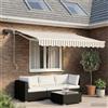 Kaloriko Cornice per Tenda Manuale con LED 3,5 x 2,5 m in Alluminio e Poliestere per Giardini e Terrazze con Luce Calda, Design Semi-cassettato, Controllo Manuale o Telecomando