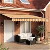Kaloriko Tenda da sole retrattile con LED 4x3,5 m per esterni, parasole motorizzata con bracci robusti, copertura blackout, ideale per balconi terrazze giardini veranda e privacy