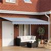 Kaloriko Tenda sole retrattile con LED 4,5 × 3 m per esterni, parasole estensibile con copertura in tessuto resistente UV, con bracci cassonetto, manovella o telecomando, ideale per patio e terrazza