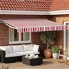 Kaloriko Tenda da sole retrattile con LED rosso e bianco 3 x 2,5 m per giardini e terrazze, schermatura estensibile con bracci robusti e illuminazione integrata per spazi outdoor
