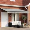 Kaloriko Cornice per Tenda Manuale con LED Antracite e Bianco 4 × 3 m Telaio in Alluminio Resistente Ombreggiante Esterno con Telecomando, Ideale per Giardini e Terrazze