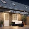 Kaloriko Cornice per Tenda da Esterno Manuale con LED 4,5 × 3 m Tessuto Resistente a Raggi UV Protezione Privacy per Giardini e Terrazze con Bracci Retrattili e Telecomando