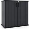 COSTWAY Armadio da Esterno e Interno Impermeabile, Mobile Contenitore per Attrezzi in Plastica PP e HDPE con Porta con Serratura e Tetto scanalato di Drenaggio, 120 x 65 x 117 cm (Nero)