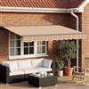 Kaloriko Cornice per Tenda da Esterno Manuale con LED 3 x 2,5 m Materiale in Poliestere resistente a UV e Calore, per Giardini e Terrazze, con Bracci Retrattili e Telecomando