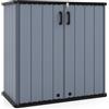 COSTWAY Armadio da Esterno e Interno Impermeabile, Mobile Contenitore per Attrezzi in Plastica PP e HDPE con Porta con Serratura e Tetto scanalato di Drenaggio, 120 x 65 x 117 cm (Grigio)
