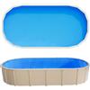VEVOR Liner per Piscina Ovale 375 x 732 cm con Bordo a Incastro, Rivestimento Interno per Piscina Fuori Terra, Pellicola in Vinile Resistente, Altezza Parete 120 cm, con Toppe di Riparazione, Blu