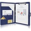 OFFCUP Cartella Porta Documenti A4 Pelle, Portablocco con Pinza Magnetica | Cartellina Portablocchi, Cartelline, Blocco Appunti Folio, per Curriculum, Porta Carte, Appunti - Blu