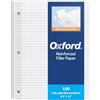 Oxford Carta di riempimento rinforzata, 20,5 x 28 cm, con 3 fori, a righe, per anelli e 100 fogli, colore bianco (1002097)