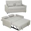 HOMCOM Divano 2 Posti Convertibile in Letto Clic Clac con 2 Cuscini Marrone