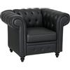 HOMCOM Poltrona da Salotto Chesterfield in Finta Pelle PU e Gambe in Legno Nero