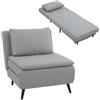 HOMCOM Poltrona Letto Singola 3 in 1 in Tessuto Effetto Lino Grigio Chiaro