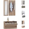 HOMCOM Set 3 Pezzi Scarpiera Appendiabiti Specchio da Ingresso Camera da Letto