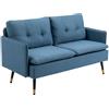 HOMCOM Divanetto 2 Posti in Tessuto con Cuscini e Gambe in Acciaio Blu Scuro