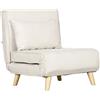 HOMCOM Poltrona Futon 2 in 1 con Schienale Regolabile e Cuscino Legno e Beige