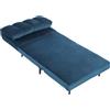 HOMCOM Poltrona Letto Singola con Schienale Regolabile 3 Livelli in Velluto Blu