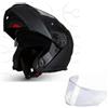 CRUIZER Casco Moto Scooter Modulare Nero Opaco Doppia Visiera Trasparente Sole