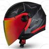 CRUIZER Casco moto jet Nero opaco/rosso doppia visiera trasparente sole
