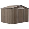 Outsunny Casetta da Giardino in Acciaio con 2 Porte Scorrevoli Marrone Chiaro