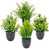 Eulihent Set di 4 Mini Piante Artificiali in Vaso Piante Finte Decorativo Plastica Finto Verde Senza Manutenzione per Interni Casa Ufficio Tavolo Soggiorno Bagno Balcone