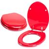 MSV - Sedile WC in MDF rosso - Cerniere in acciaio inox - Chiusura ammortizzata - 38 x 7 x 48 cm - Design originale - Per bambini e famiglie - Facile da installare - Resistente e igienico
