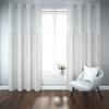 HOME ZEN HOUSEHOLD LINEN Tenda da Interni con Ricamo a Zig Zag in 6 Colori con Lurex Argento, 135x280 cm, Poliestere, 6 Occhielli in Ferro ART. BETTE SFONDO BIANCO OTTICO TESSUTO LEGGERO (BEIGE ORO)