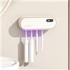 Maxspace Spazzolino da denti UV disinfettante, portaspazzolino elettrico per montaggio a parete con asciugatura, spazzolino da denti UV sterilizzatore senza foratura con 4 slot per la famiglia (bianco