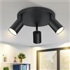 Homefire Plafoniera 3 Fiamme Soggiorno : Plafoniera moderna GU10 Spot | Rotondo Nero Cucina Lampada Corridoio Interno Faretto da soffitto orientabile per Camera da letto Cucina Senza Lampadina
