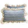 Generic Federa per cuscino con volant, 48 x 74 cm, morbida, traspirante, con chiusura a busta (blu)