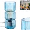 hofstein Lampada da tavolo Penteado, lampada in metallo/vetro nero/blu, dal design moderno vintage/retrò con paralume vetro (Ø 10,5 cm) e interruttore on/off sul cavo, 1 x E27, senza lampadina
