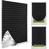 NUTKIT 60x150cm Tenda Plissettata Senza Foratura, Tende Oscuranti Adesive | in Tessuto non Tessuto, 90% Veneziane da Interno, per l'uso, Protezione Solare, Parti per Il Montaggio Incluse - Nero
